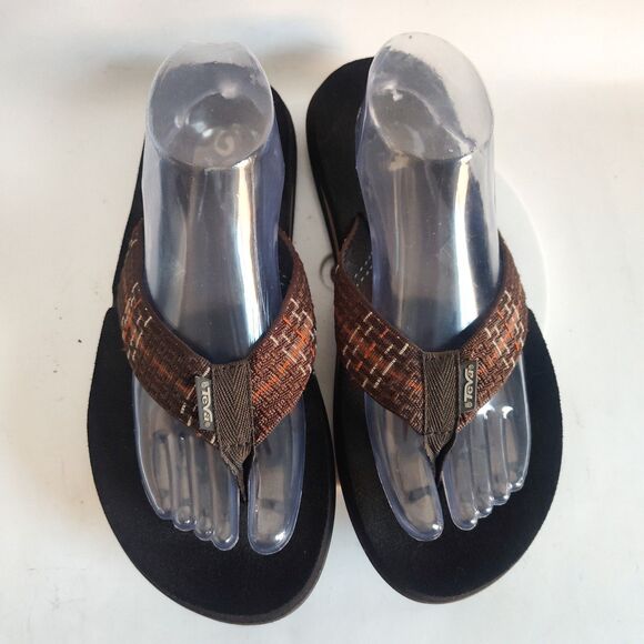 Teva Flip Flops Mens Brown 9 Plaid Mush II Original Sandal Lightweight Quick Dry - Picture 7 of 11